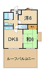ベルビュー2番館 2LDKの間取図画像