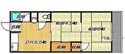 岡矢ハイツ 2DKの間取図画像