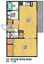 サンメゾンひの 1LDKの間取図画像