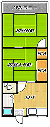 ソレイユ住道 1LDKの間取図画像