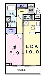 四條畷市中野本町アパート 1LDKの間取図画像