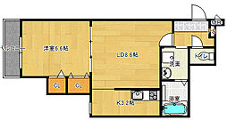 JR片町線(学研都市線) 野崎駅 徒歩1分の賃貸アパート 2階1LDKの間取り