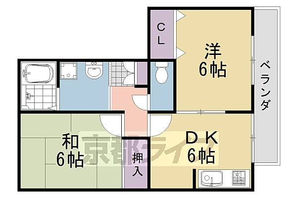 ディスポート桂 302｜京都府京都市西京区桂上野西町(賃貸アパート2DK・3階・38.07㎡)の写真 その2