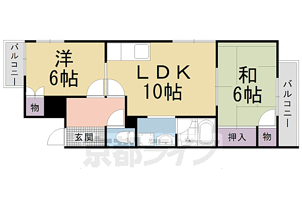 レ・ションド清涼 401｜京都府京都市南区久世中久世町4丁目(賃貸マンション2LDK・4階・53.78㎡)の写真 その2