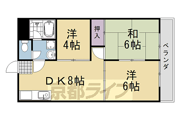 セジュールＧＡＩＡ 203｜京都府京都市西京区下津林東大般若町(賃貸マンション3DK・2階・51.14㎡)の写真 その2