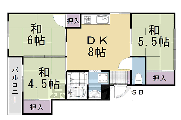 パレシオン・カツラ 101｜京都府京都市西京区川島野田町(賃貸マンション3LDK・1階・56.34㎡)の写真 その2