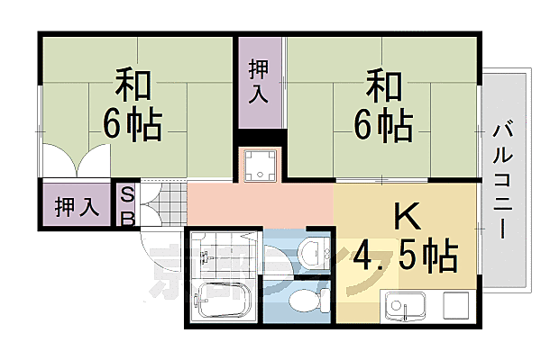 レーヴ・ボワ 101｜京都府京都市西京区大枝沓掛町(賃貸アパート2DK・1階・38.91㎡)の写真 その2