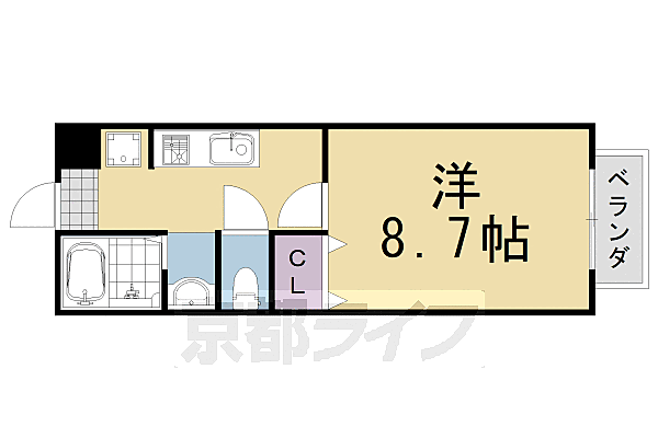 ラフロール桂川II 102｜京都府京都市西京区上桂北ノ口町(賃貸アパート1K・1階・28.00㎡)の写真 その2