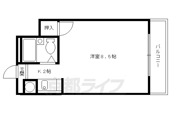 京都府京都市伏見区東大手町(賃貸マンション1K・2階・20.85㎡)の写真 その2