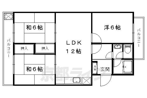 京都府京都市伏見区深草大亀谷大山町(賃貸マンション3LDK・1階・63.25㎡)の写真 その2