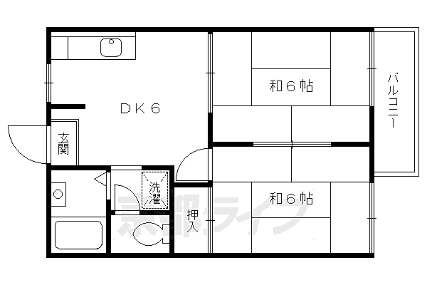 京都府京都市伏見区深草大亀谷万帖敷町(賃貸アパート2DK・1階・35.00㎡)の写真 その2