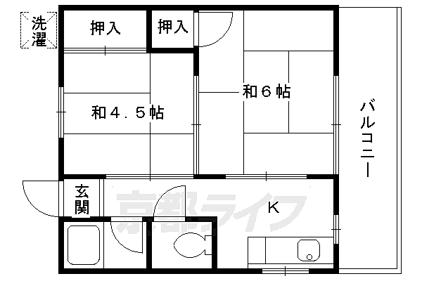 京都府京都市伏見区桃山町泰長老(賃貸アパート2K・1階・31.50㎡)の写真 その2