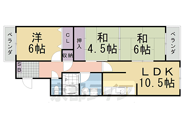 ヴェルデ三番館 309｜京都府京都市西京区山田北山田町(賃貸マンション3LDK・3階・66.87㎡)の写真 その2