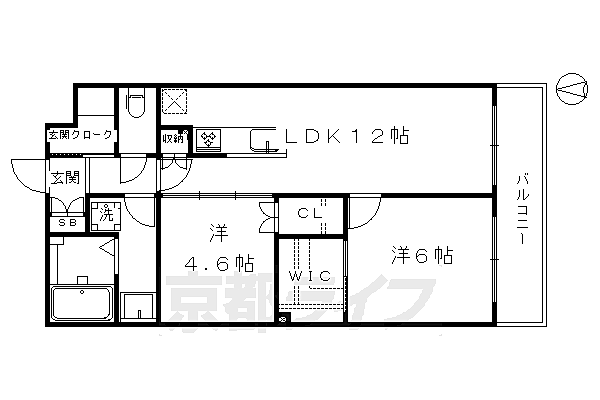 京都府京都市南区八条内田町(賃貸マンション2LDK・3階・55.08㎡)の写真 その2