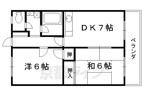 京都府京都市伏見区桃山町立売(賃貸マンション2DK・3階・43.44㎡)の写真 その2