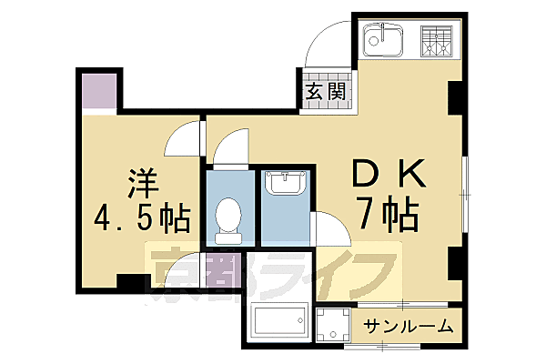 京都府京都市伏見区両替町1丁目(賃貸マンション1DK・3階・30.00㎡)の写真 その2