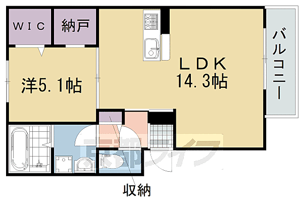 京都府京都市伏見区桃山町因幡(賃貸アパート1LDK・3階・49.21㎡)の写真 その2