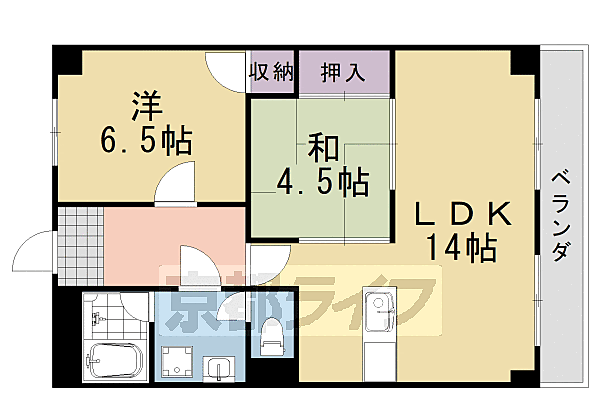 ロココ桂 4B｜京都府京都市西京区川島滑樋町(賃貸マンション2LDK・4階・56.32㎡)の写真 その2