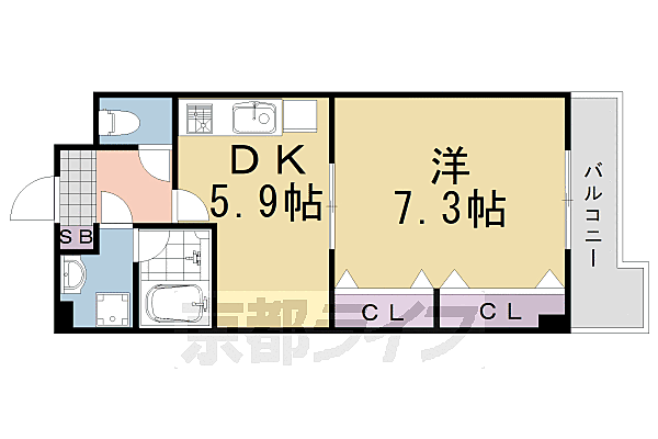 シオン 205｜京都府京都市西京区大枝塚原町(賃貸マンション1DK・3階・33.95㎡)の写真 その2