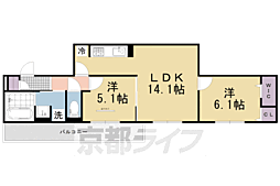 ＧＲＡＭＭ奥海印寺　ＥＡＳＴ 1階2LDKの間取り