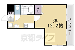 阪急嵐山線 上桂駅 徒歩11分の賃貸マンション 3階1Kの間取り