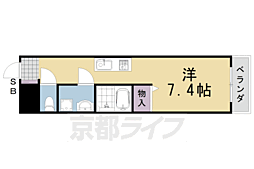 阪急嵐山線 上桂駅 徒歩7分の賃貸マンション 1階1Kの間取り