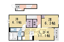 JR山陰本線 園部駅 徒歩24分の賃貸アパート 2階2LDKの間取り