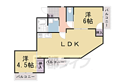 阪急嵐山線 松尾大社駅 徒歩4分の賃貸マンション 2階2LDKの間取り