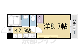 京阪本線 淀駅 徒歩5分の賃貸マンション 1階1Kの間取り