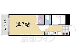 阪急嵐山線 上桂駅 徒歩10分の賃貸マンション 3階1Kの間取り