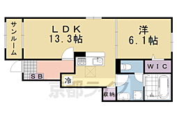JR山陰本線 千代川駅 徒歩15分の賃貸アパート 1階1LDKの間取り