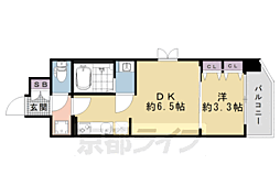京都市営烏丸線 十条駅 徒歩4分の賃貸マンション 4階1DKの間取り