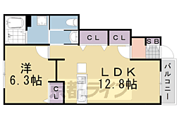 JR山陰本線 園部駅 徒歩23分の賃貸アパート 1階1LDKの間取り