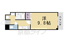 阪急嵐山線 上桂駅 徒歩13分の賃貸マンション 2階1Kの間取り
