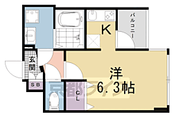 近鉄京都線 東寺駅 徒歩13分の賃貸マンション 4階1Kの間取り