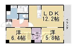 Ａｒｉｅｓ神足 1階2LDKの間取り