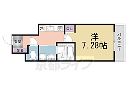近鉄京都線 伏見駅 徒歩7分の賃貸アパート 2階1Kの間取り