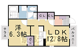 メゾン川勝I 1階1LDKの間取り