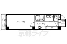 京都地下鉄東西線 石田駅 徒歩5分の賃貸マンション 3階1Kの間取り