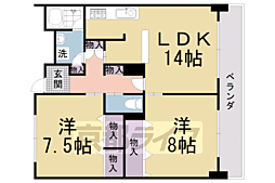 ダイナソアール 4階2LDKの間取り