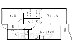 近鉄京都線 向島駅 徒歩20分の賃貸マンション 3階2LDKの間取り