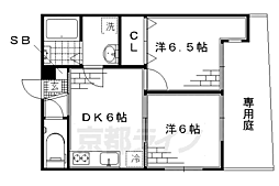 京阪本線 墨染駅 徒歩5分の賃貸アパート 1階2DKの間取り
