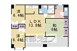 阪急嵐山線 上桂駅 徒歩15分の賃貸マンション 3階3LDKの間取り