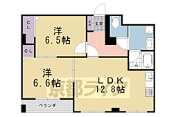 リエス西院 2LDKの間取図画像