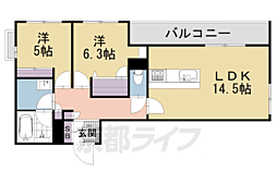 シャーメゾン三条東山 2LDKの間取図画像
