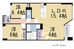 サーパス一条 3LDKの間取図画像
