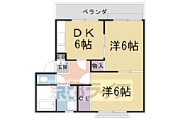 フレグランス玄琢北 2DKの間取図画像