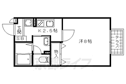 セジュール鴨土 1Kの間取図画像