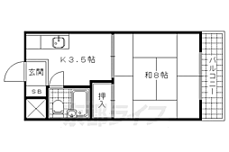西浦マンション 1Kの間取図画像