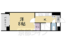 パークウエスト雅 1Kの間取図画像
